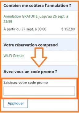 code promo booking