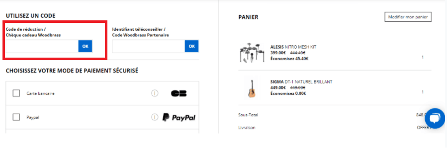 Où utiliser un code promo Woodbrass?
