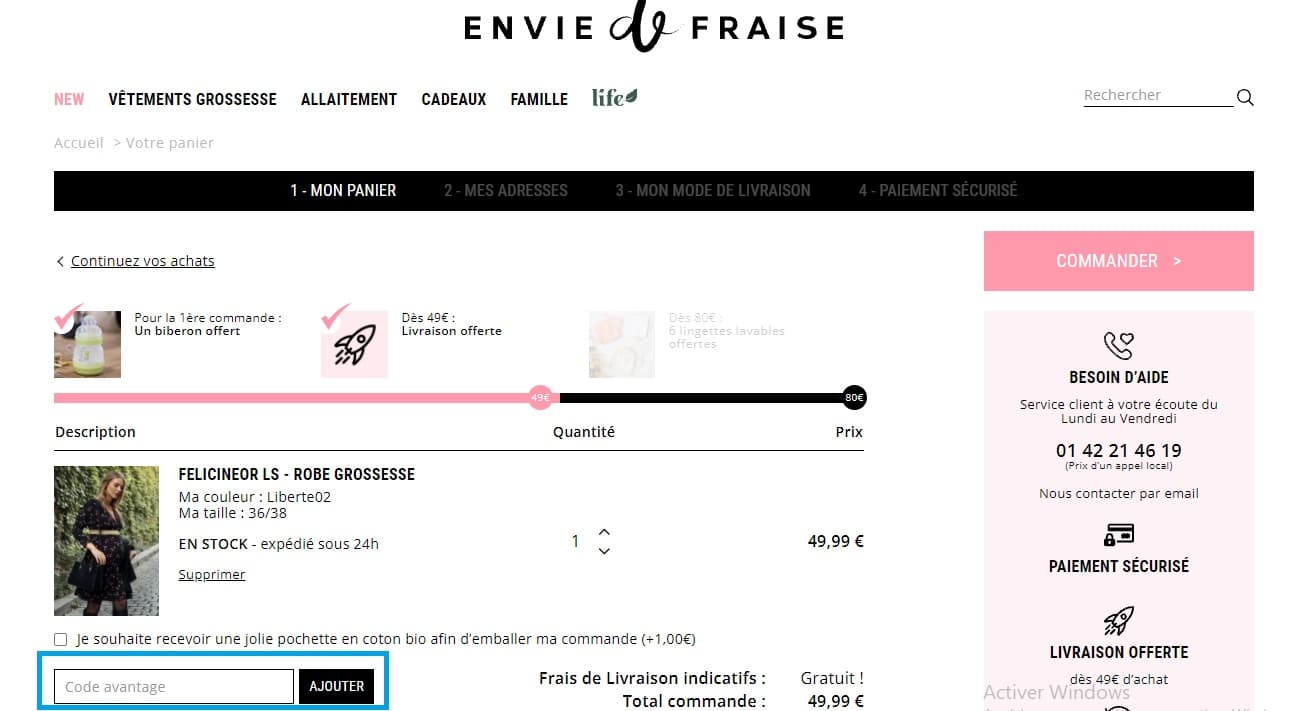Où mettre un code promo Envie de Fraise valide ?