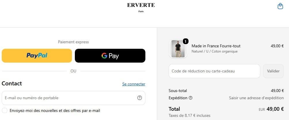 Code promo Erverte