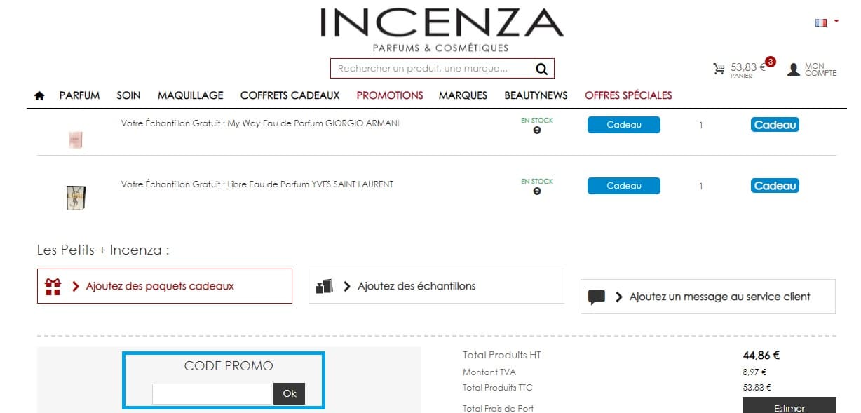 Où mettre un code promo Incenza valide ?