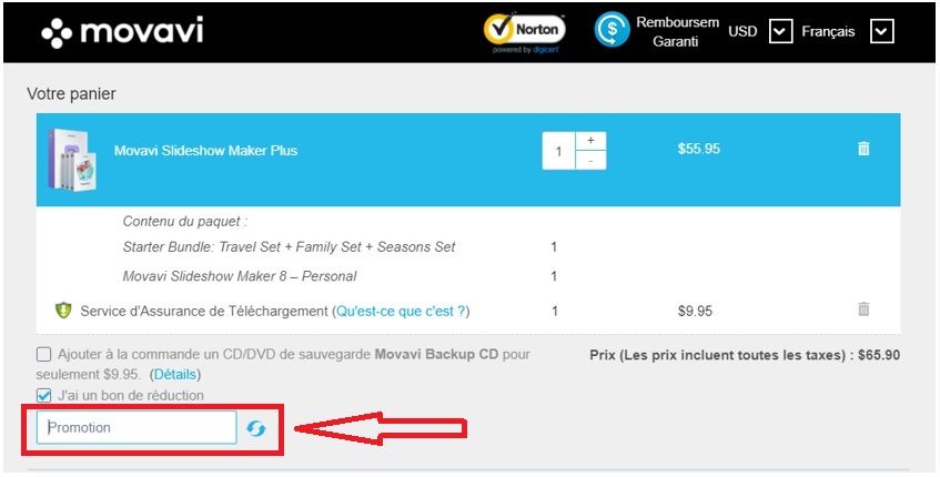 Où mettre mon code promo Movavi ?