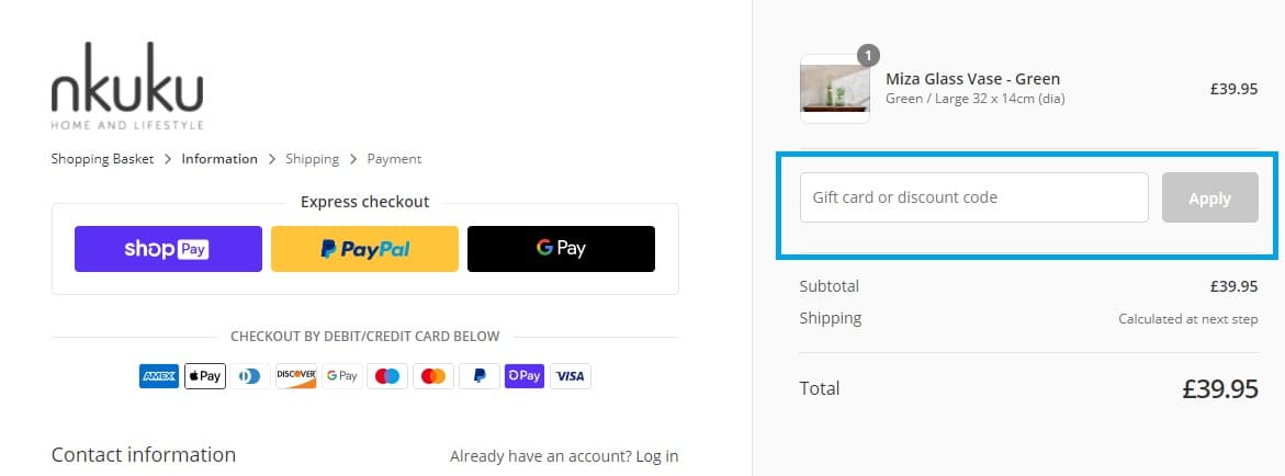 Où mettre un code promo Nkuku valide ?