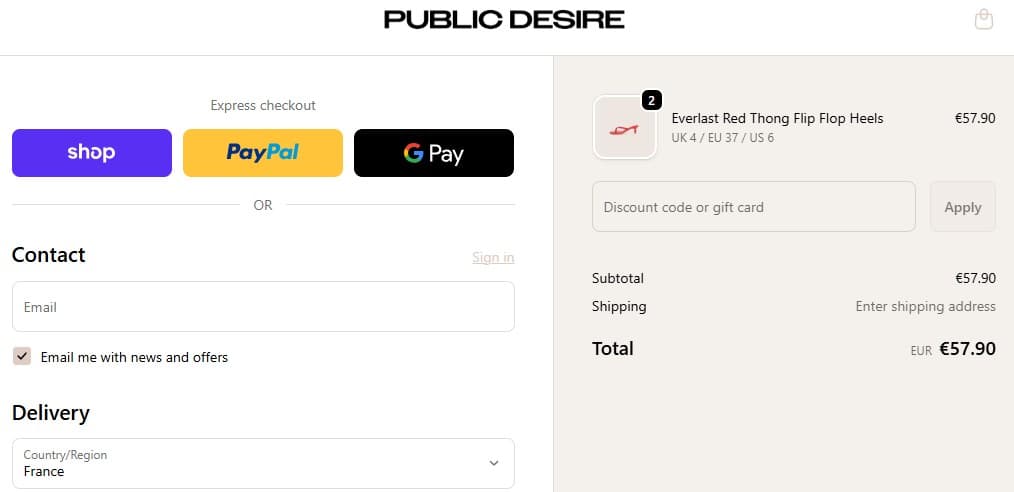 Code promo Public Desire