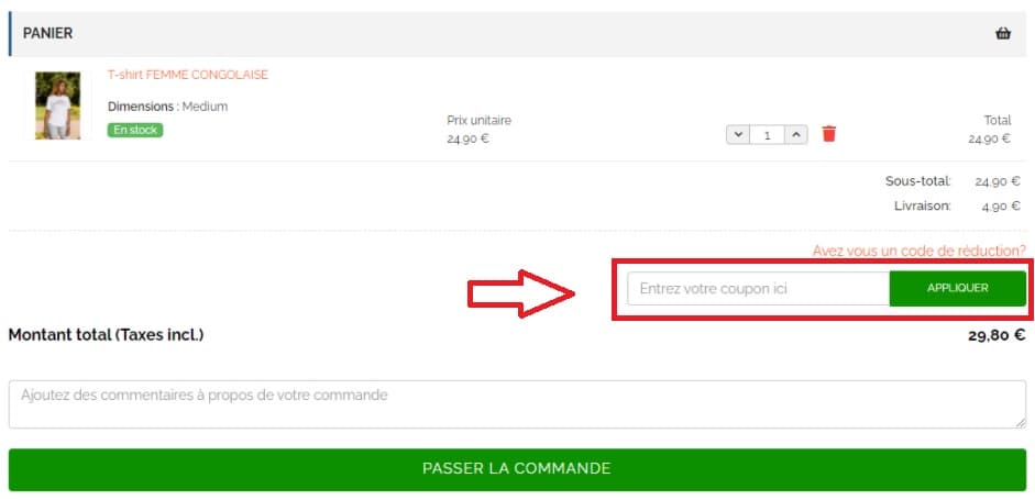 Où mettre mon code promo Africavivre ?