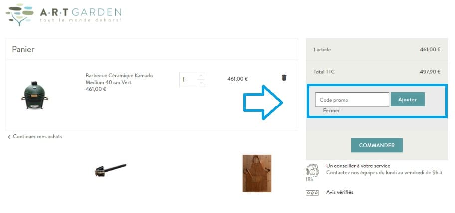 Où mettre mon code promo Art Garden ?