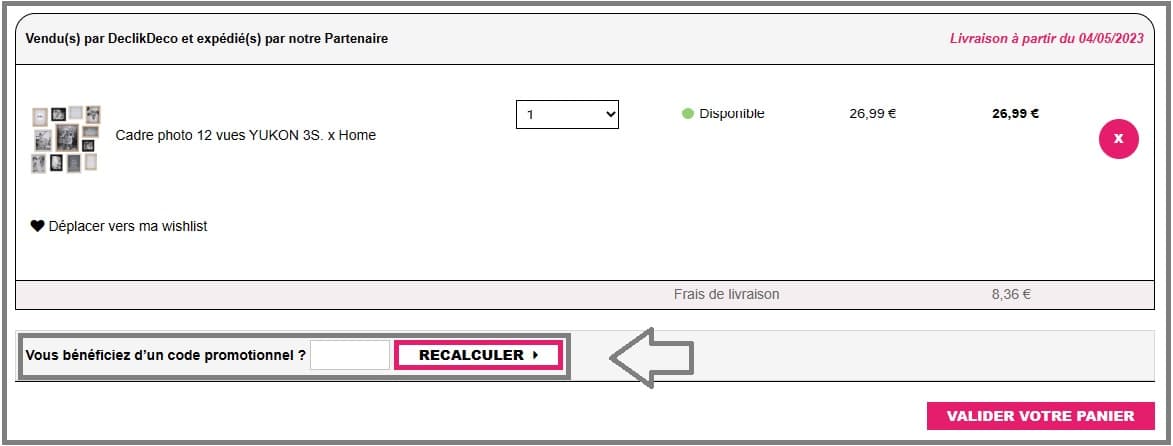 Où mettre mon code promo Declikdeco valide