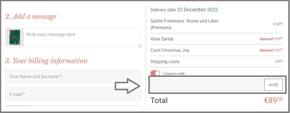 Où mettre mon code promo Floraqueen valide ?
