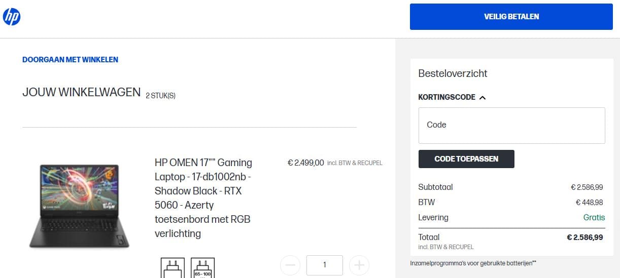 Code promo HP Belgique
