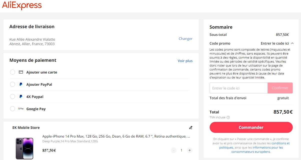 Code promo AliExpress