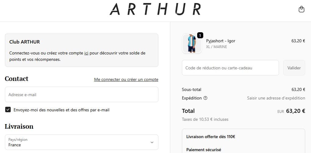 Code promo Arthur 