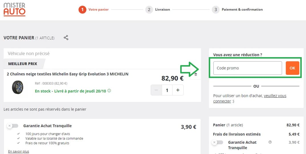 Où mettre mon code promo Mister-Auto valide ?