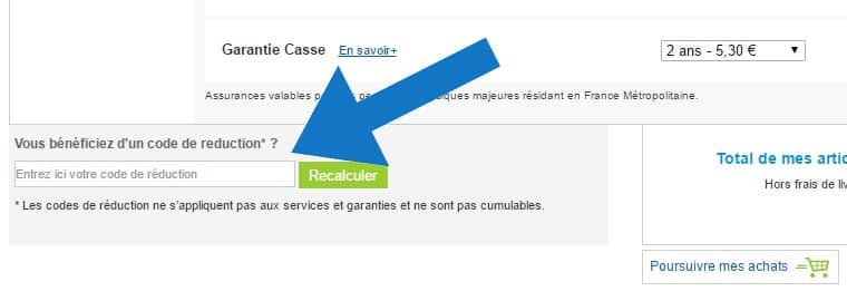 Où mettre un code promo Rue du Commerce ?