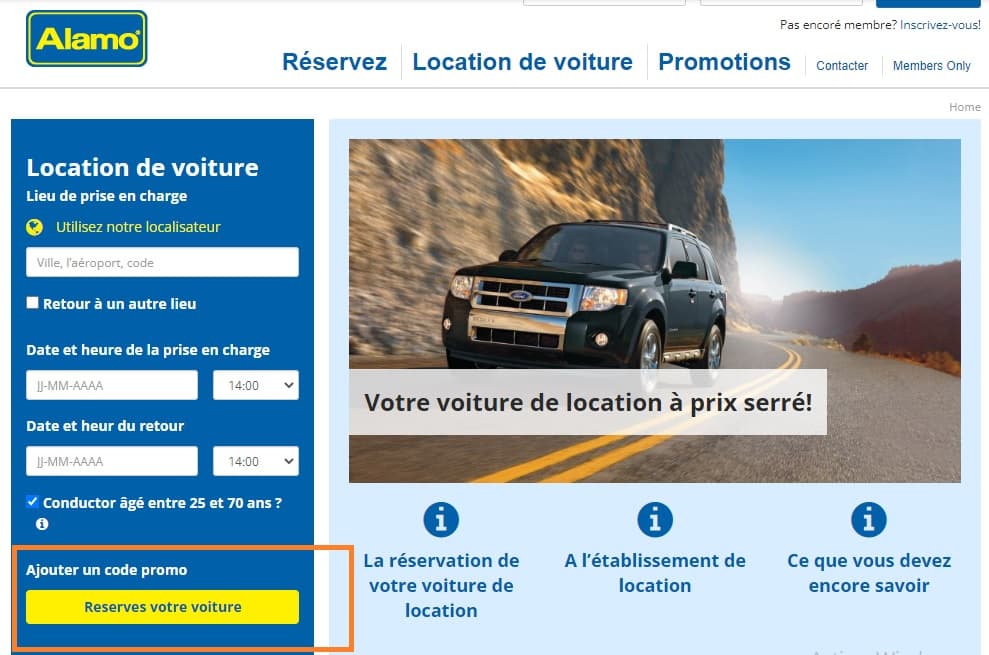 Où mettre un code promo Alamo.be valide ?