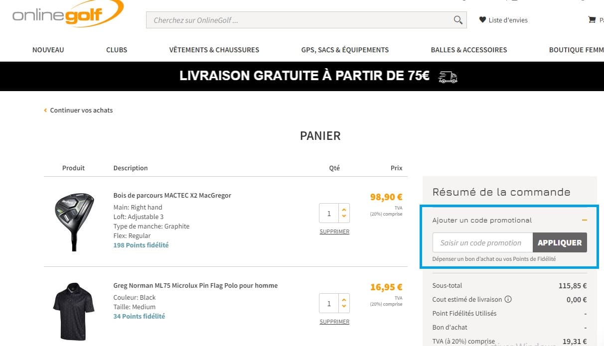 Comment profiter d’un code promo Online Golf ?