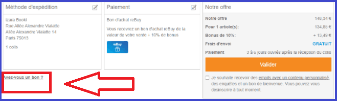 Où utiliser un code promo Rebuy Revente ?