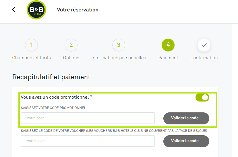 Où mettre un code promo B&B Hôtels valides ?