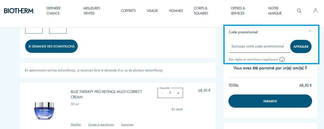 Comment profiter d’un code promo Biotherm valide ?