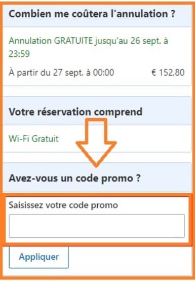 code promo booking