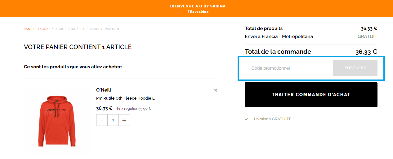 Comment utiliser un code promo Ö by Sabina ?