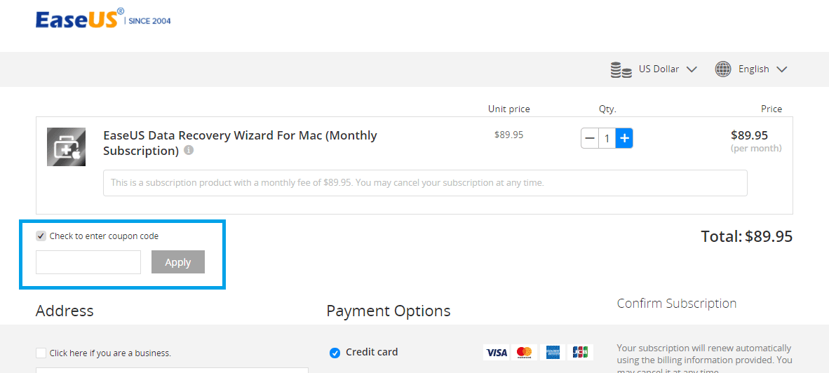 Où mettre un code promo EaseUS valide ?