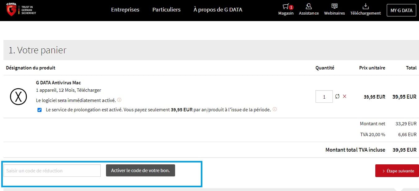 Où mettre un code promo G DATA valide ?