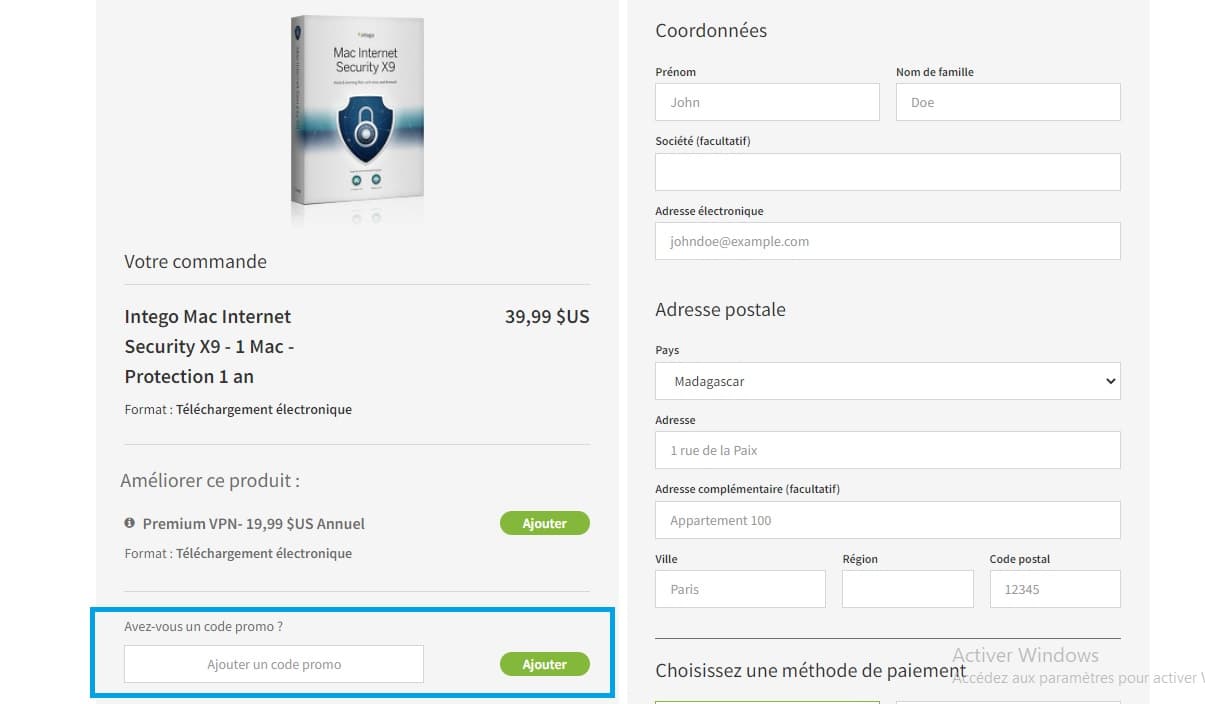 Où mettre un code promo Intego valide ?