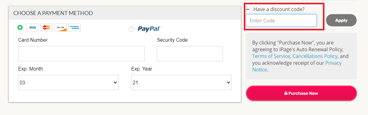 Où mettre un code promo iPage valide ?