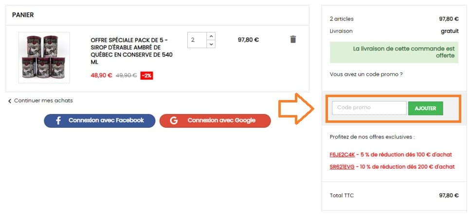 Où mettre mon code promo Les Trésors d’Erable valide ?