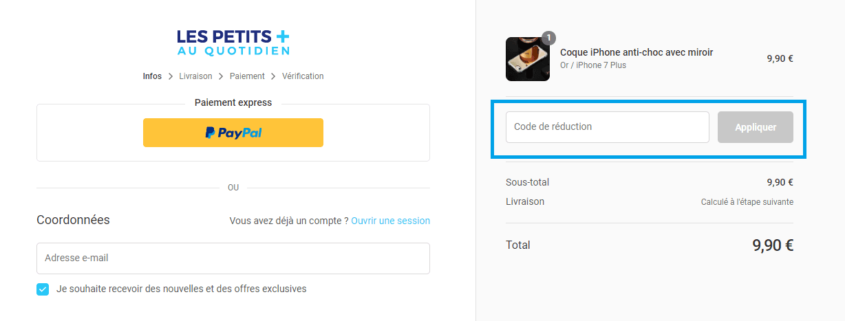 Comment utiliser un code promo Les Petits Plus au Quotidien valide ?