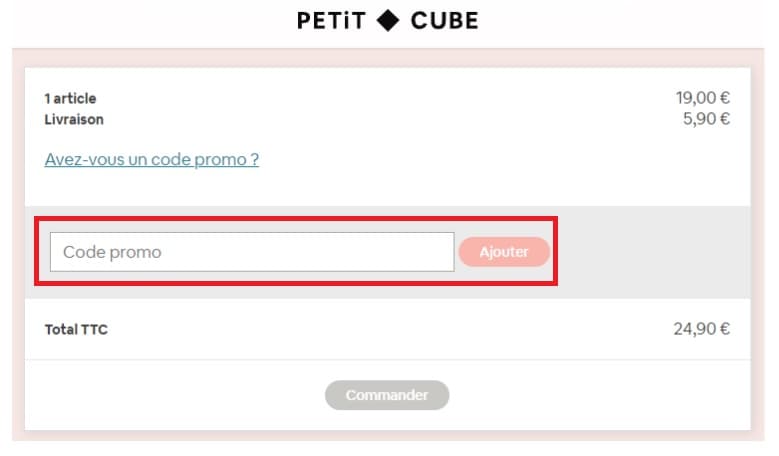 Où mettre mon code promo Petit Cube ?