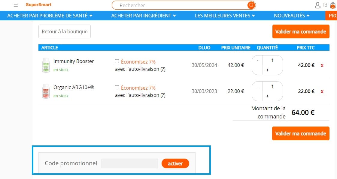 Où mettre un code promo SuperSmart valide ?