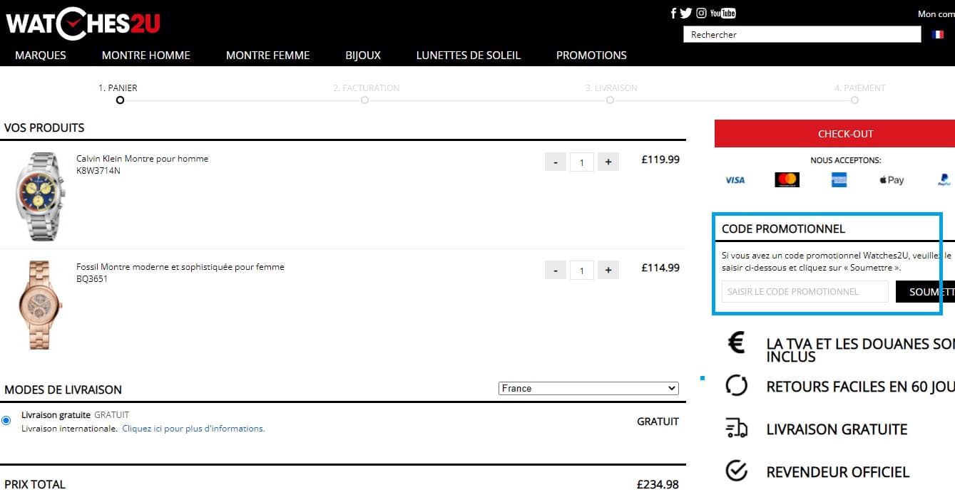 Comment profiter d’un code promo Watches2U valide ?