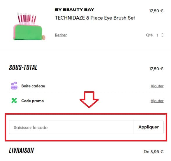 Où mettre mon code promo Beauty Bay ?