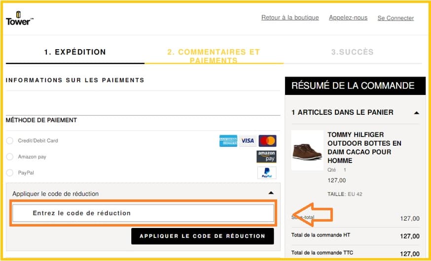 Où mettre mon code promo Tower London valide ?