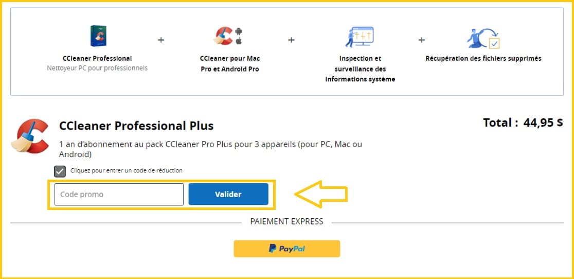 Où mettre mon code promo Ccleaner valide ?