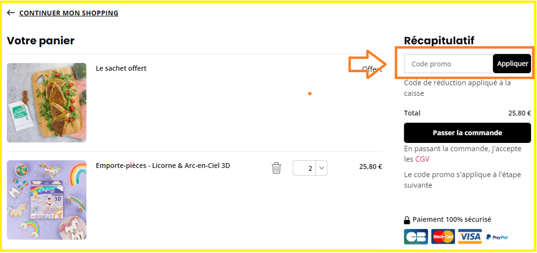 Où mettre mon code promo Chef Club valide ?