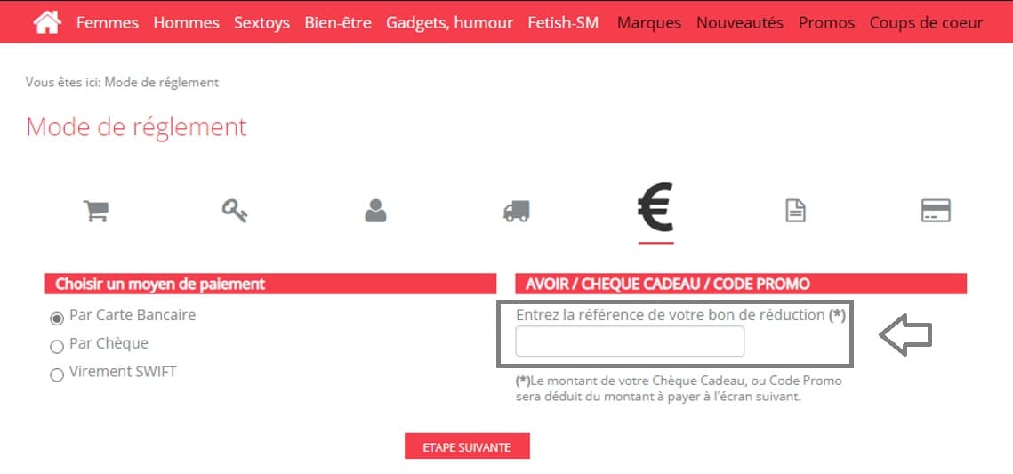 Où mettre mon code promo Comptoir Sexy valide ?