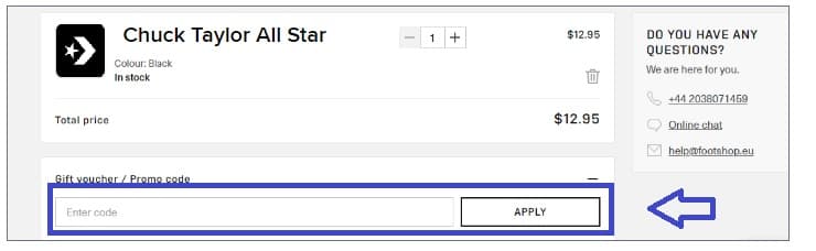 Où mettre mon code promo Footshop valide ?