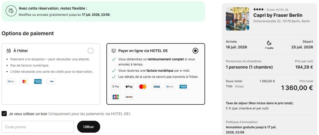 Code promo Hotel Info