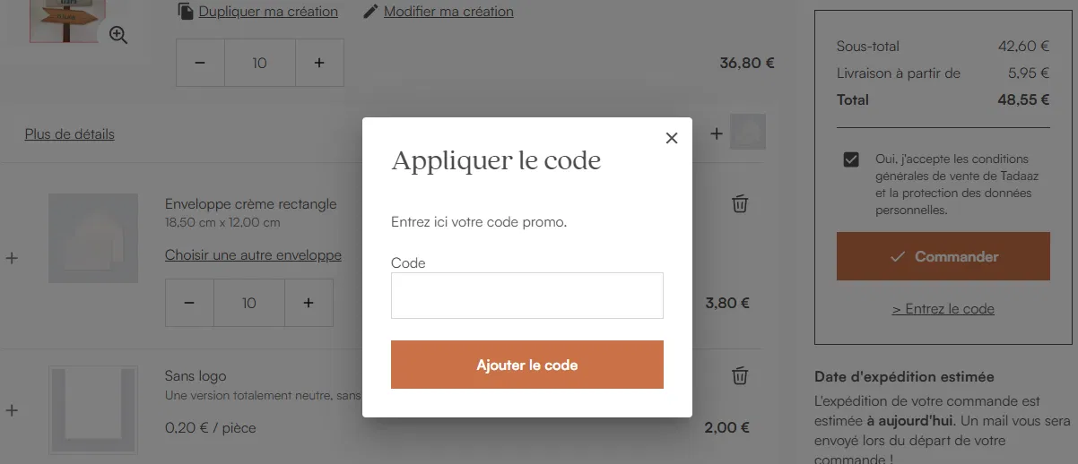Code promo Tadaaz