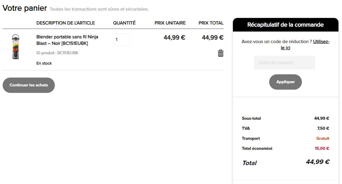 Code promo Ninja Kitchen