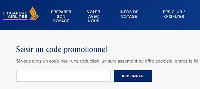Code promo Singapore Airlines