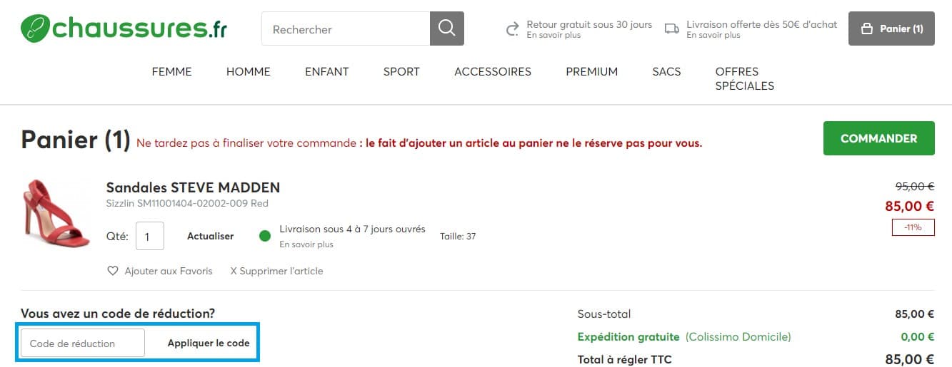Code promo Chaussures.fr