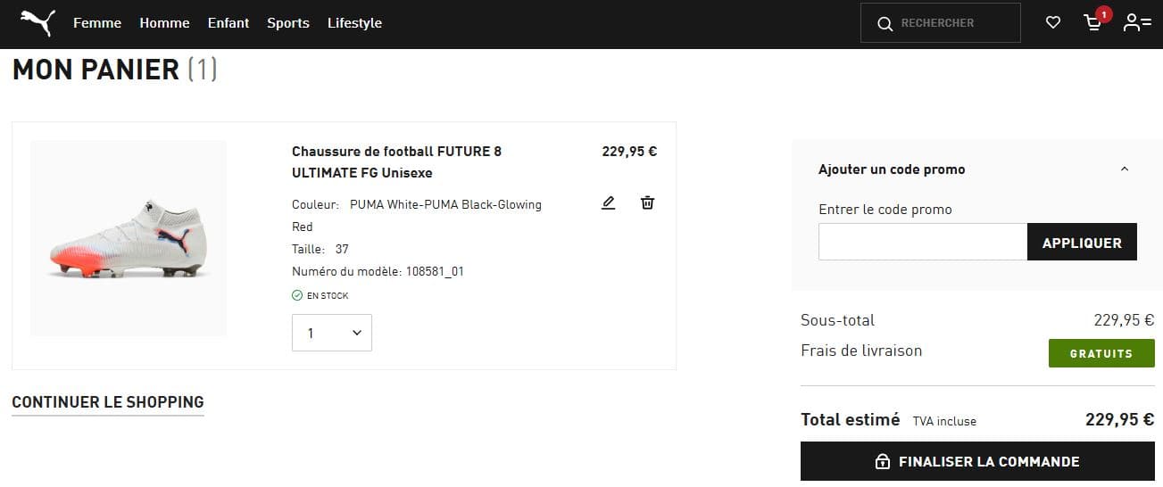 Code promo Puma Belgique