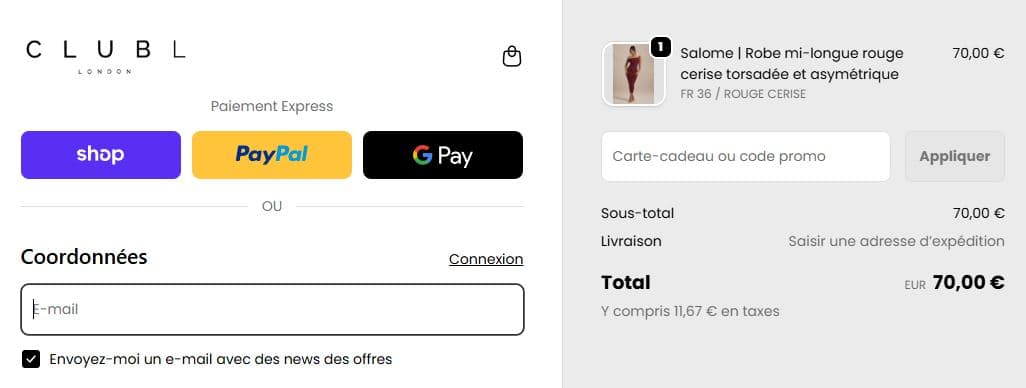 Code promotionnel Club L London