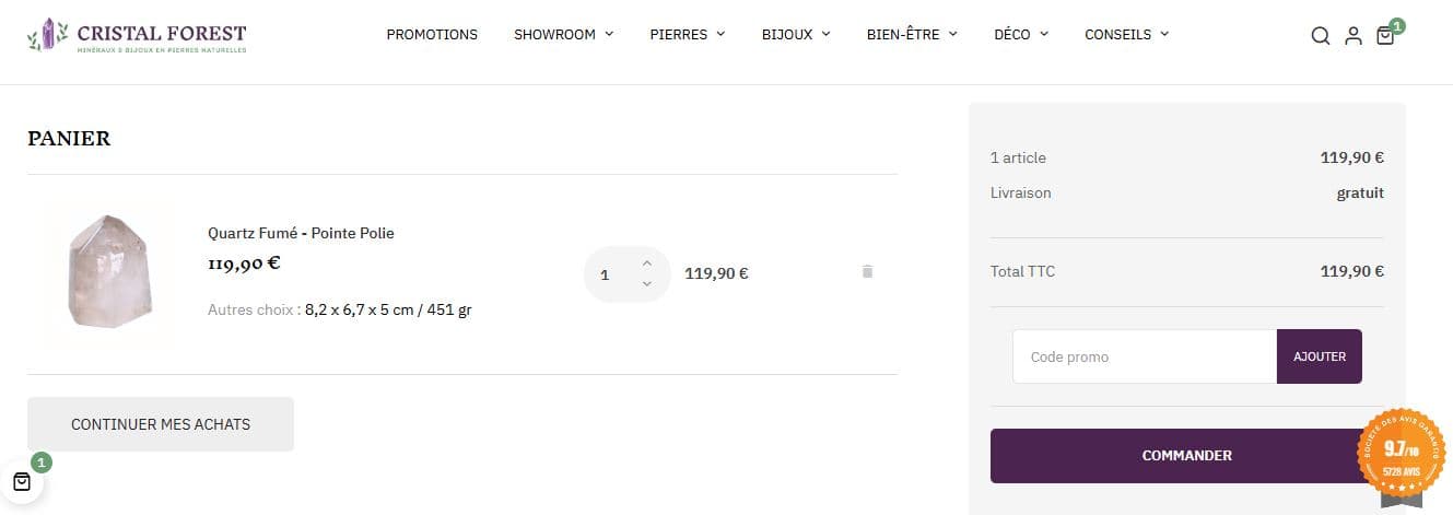 Code promo Cristal Forest