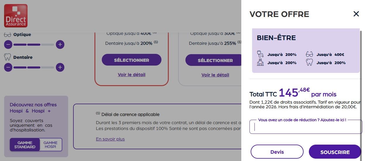 Code promo Direct Assurance Santé
