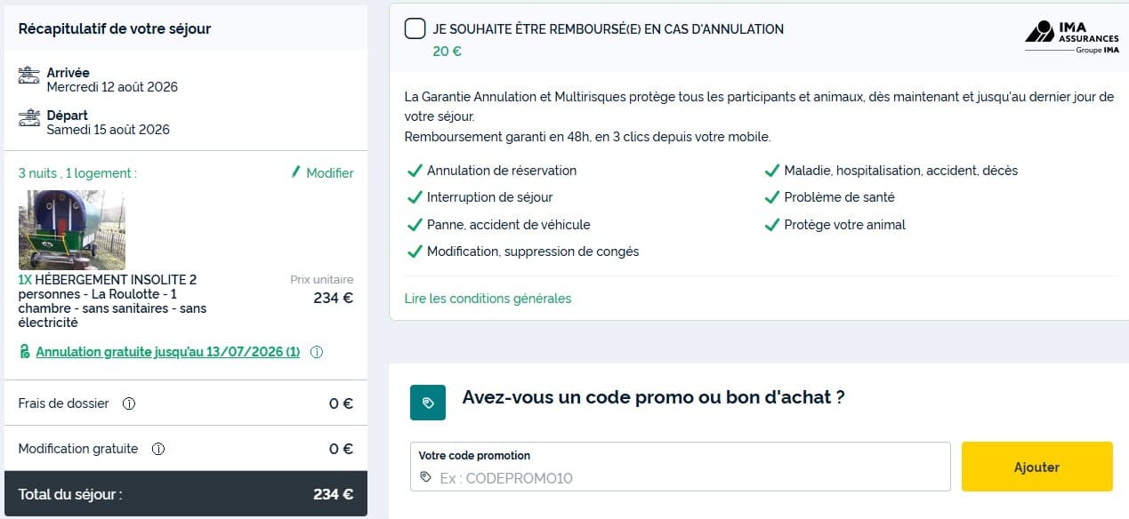 Code promo Vacances Camping