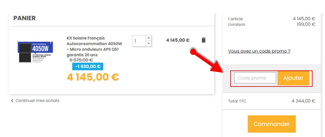 Comment utiliser un code promo Mon Kit Solaire valide ?